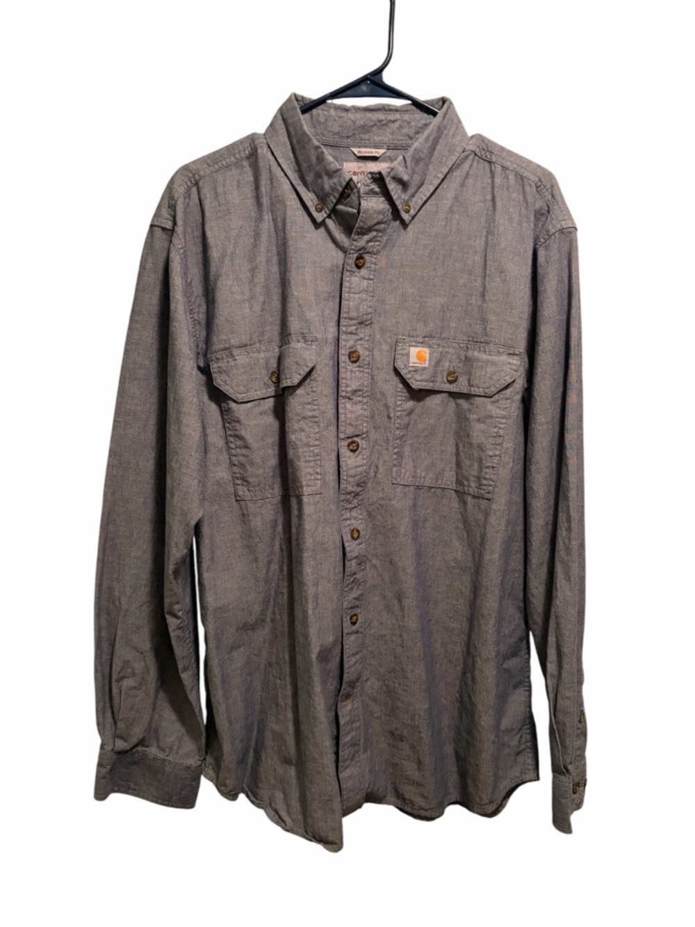 Carhartt Men's Long-Sleeve Button-Down‎ Shirt. Relaxed Fit. Size large